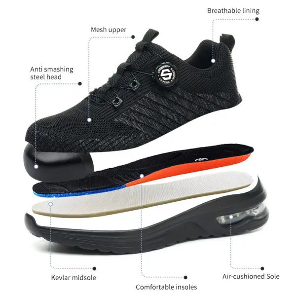 YIZHONCO Summer BOA Work Shoes Men Mesh Upper Steel Toe Flexible Sole Breathable Anti Slip Lightweight Work Safety Shoes Men - Image 2
