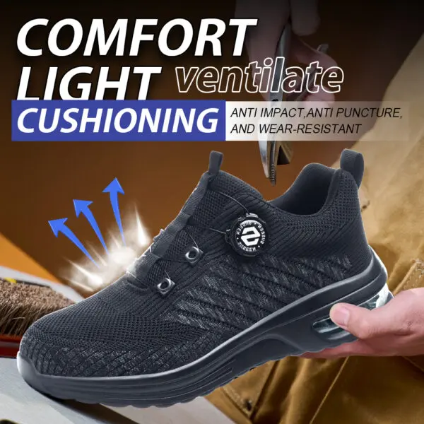 YIZHONCO Summer BOA Work Shoes Men Mesh Upper Steel Toe Flexible Sole Breathable Anti Slip Lightweight Work Safety Shoes Men - Image 3