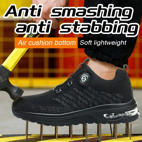 YIZHONCO Summer BOA Work Shoes Men Mesh Upper Steel Toe Flexible Sole Breathable Anti Slip Lightweight Work Safety Shoes Men - Image 5
