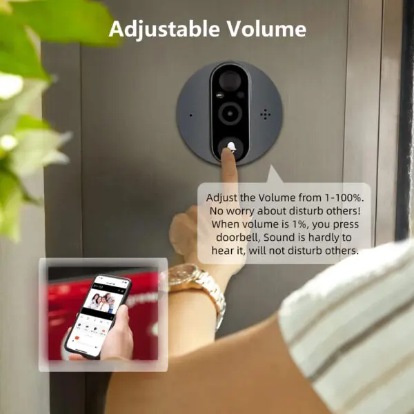 3MP Smart Life Tuya 1080P WiFi Door Bell Eye Peephole Camera 5000mAh Battery PIR Motion Detector IR Alexa Google Digital Viewer - Image 2