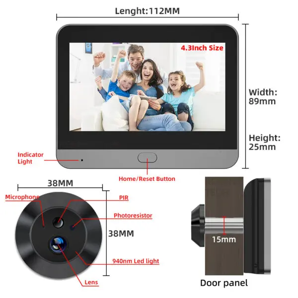 iCam365 APP Smart 3MP Digital Peephole 2.4Ghz WiFi 940NM Night Vision PIR Digital Viewer Door Camera Peepholecam for Apartment - Image 6