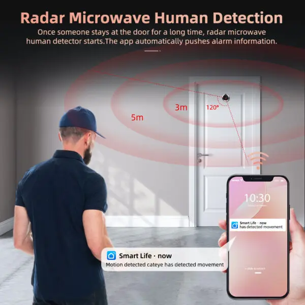 Wsdcam Wifi Doorbell 120 Degree Wide Angle Peephole Doorbell 1080P Digital Doorbell Viewer Motion Detection - Image 3
