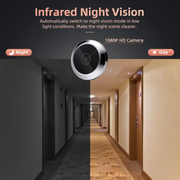 Wsdcam Wifi Doorbell 120 Degree Wide Angle Peephole Doorbell 1080P Digital Doorbell Viewer Motion Detection - Image 5