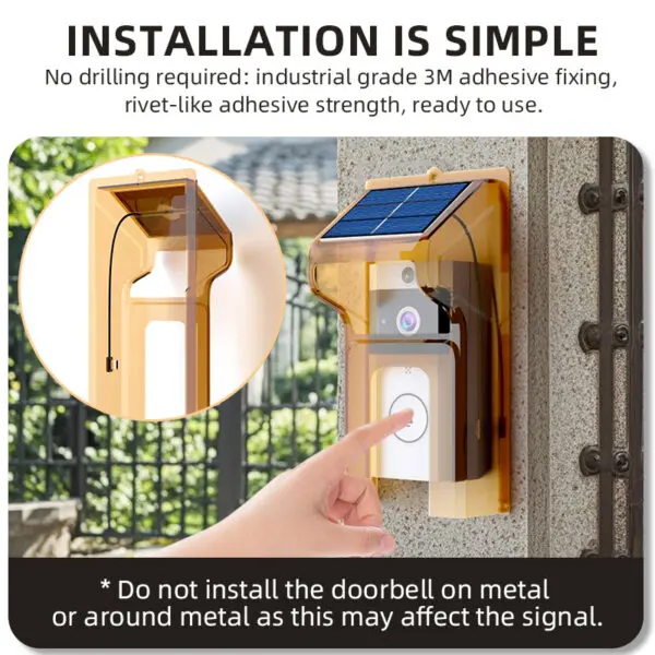 Waterproof Wireless Doorbells Solar Charge Cover Digital Door Peepholes Wifi Security Camera Intercom Video Smart Ring Door Bell - Image 2