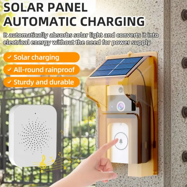 Waterproof Wireless Doorbells Solar Charge Cover Digital Door Peepholes Wifi Security Camera Intercom Video Smart Ring Door Bell - Image 3