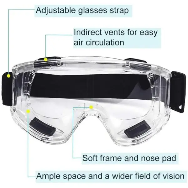 Safety Antifog Protective Goggles Safe Anti-Splash Wind-Proof Work Glasses Industrial Research Lab Cycling Riding Clear Goggles - Image 2