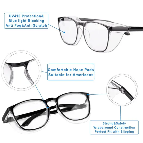 Clear Safety Glasses Cute Goggles For Women Eye Protection With Anti-Fog Lens Scratch Resistant Work Glass For Men & Nurse - Image 3