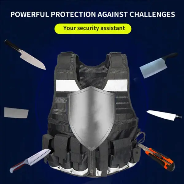 Fluorescent Yellow PE Anti-stab Tactical Vest Duty Reflective Clothing Multi-functional Training Clothing Breathable Comfortable - Image 5