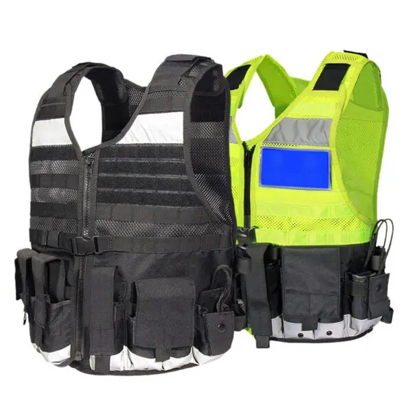 Fluorescent Yellow PE Anti-stab Tactical Vest Duty Reflective Clothing Multi-functional Training Clothing Breathable Comfortable - Image 2