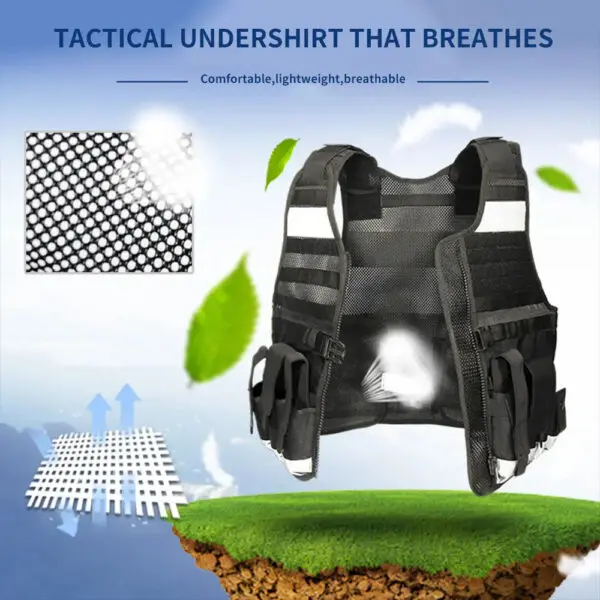 Fluorescent Yellow PE Anti-stab Tactical Vest Duty Reflective Clothing Multi-functional Training Clothing Breathable Comfortable - Image 4