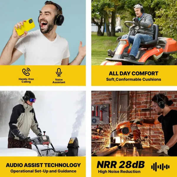 30dB SNR Hearing Protection Headphones with Bluetooth Rechargeable Noise Reduction Safety Ear Muffs Wireless Hearing Protector - Image 5