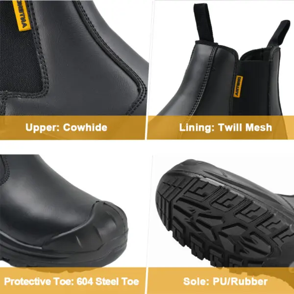 YIZHONCO Safety Work Shoes for Men Waterproof leather Upper Steel Toe Anti-smash Anti-static Boots CE Safety Work Shoes for Men - Image 6