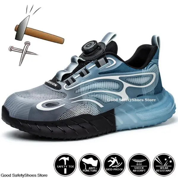 Men Sport Safety Shoes Air Cushion Work Sneakers Anti-Puncture Breathable Work Shoes Boots Men Women Steel Toe Shoes Lightweight - Image 2