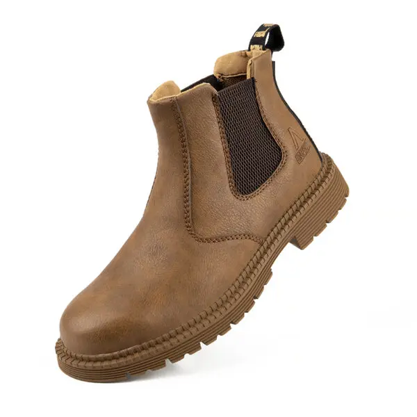 Water Proof Safety Work Shoes For Men Steel Head Leather Boots Male Footwear Indestructible Construction Work Shoes Brown - Image 8