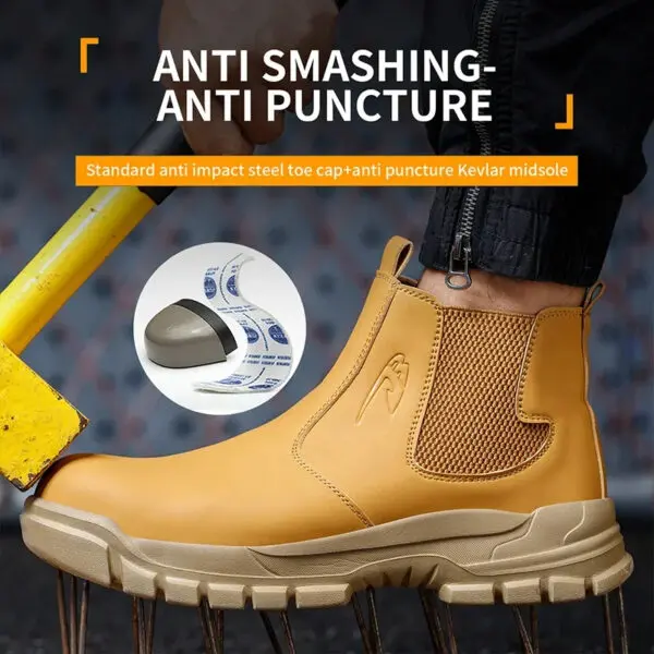 Waterproof Safety Wrok Boots For Men Steel Toe Cap Lightweight Indestructible Industry Chelsea Boots Puncture-Proof Footwear - Image 3