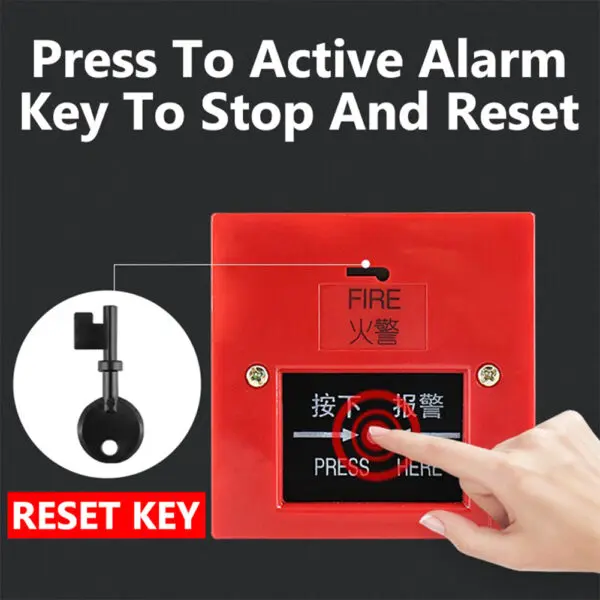 4 Inch Manual Call Point Fire Alarm Resettable Pull Station Metal Fire Control AC 220V Internal Strike Alarm Bell 100db - Image 3