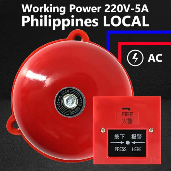 4 Inch Schools Fire Alarm 100db Pull Station Metal Fire Control Internal Strike Type Electric Bell Internal Strike Alarm Bell - Image 2