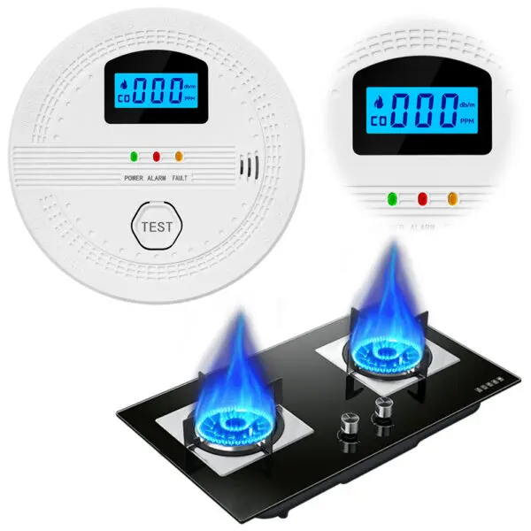 2 In 1 CO and Smoke Detector Sound Warning & LED Indicator Portable Fire Co Alarm Battery Powered CO Gas Monitor Alarm Home Use