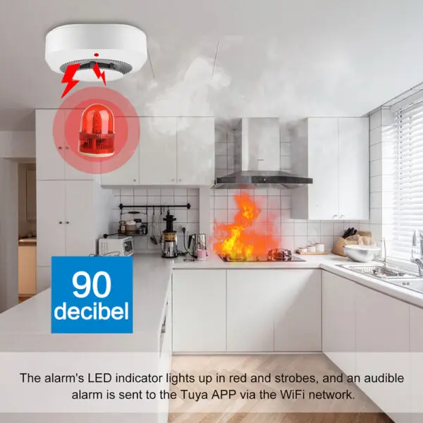 Tuya Wifi Smoke Detector Sensor 90DB Alarm Fire Smart Smoke Detector Wifi Fire Protection Home Security Alarm Smart Life APP - Image 4