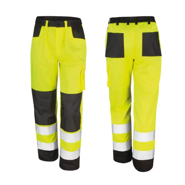 High Visibility Reflective Pants Elastic Waist Work Pants Lightweight Breathable Male Long Cargo Trousers for Spring and Autnmn - Image 2