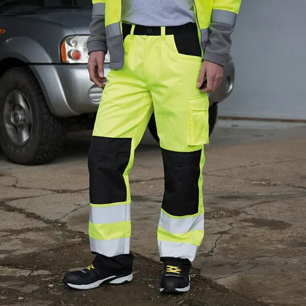 High Visibility Reflective Pants Elastic Waist Work Pants Lightweight Breathable Male Long Cargo Trousers for Spring and Autnmn - Image 5