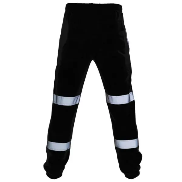 Mens High Visibility Work Cargo Pants Drawstring Casual Pockets Safe Reflective Construction Elastic Waist Trousers - Image 3