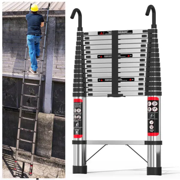 5m Telescopic Ladder Stainless Steel Convenient Extendable ,For Pulling Walls, Changing Light Bulbs,Repairing Roofs,RV