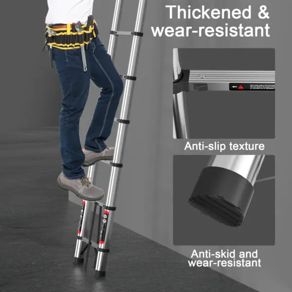 5m Telescopic Ladder Stainless Steel Convenient Extendable ,For Pulling Walls, Changing Light Bulbs,Repairing Roofs,RV - Image 3