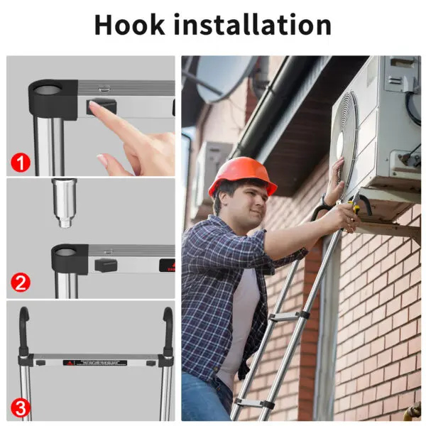 5m Telescopic Ladder Stainless Steel Convenient Extendable ,For Pulling Walls, Changing Light Bulbs,Repairing Roofs,RV - Image 4