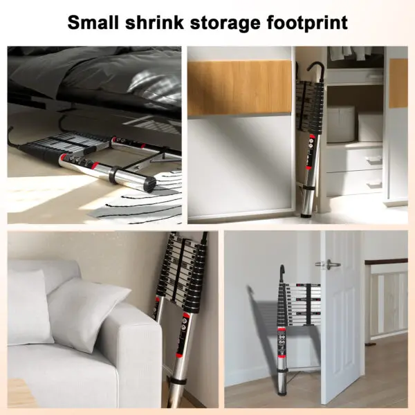5m Telescopic Ladder Stainless Steel Convenient Extendable ,For Pulling Walls, Changing Light Bulbs,Repairing Roofs,RV - Image 5