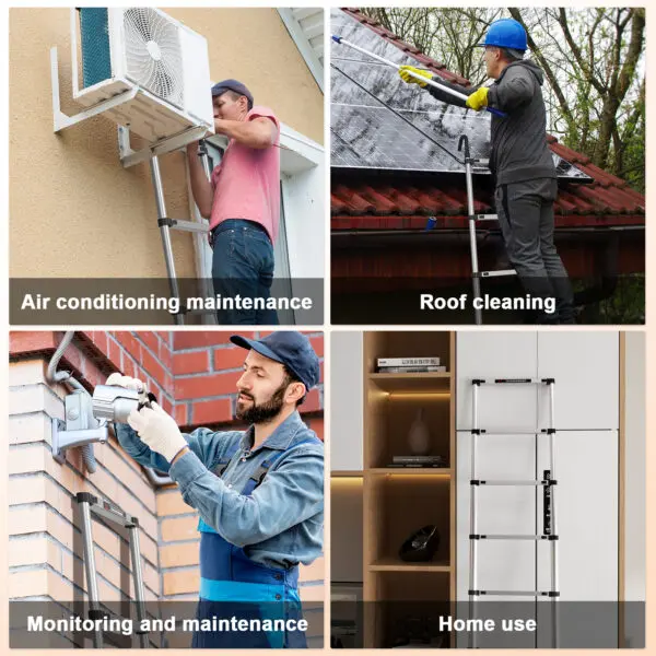 5m Telescopic Ladder Stainless Steel Convenient Extendable ,For Pulling Walls, Changing Light Bulbs,Repairing Roofs,RV - Image 6