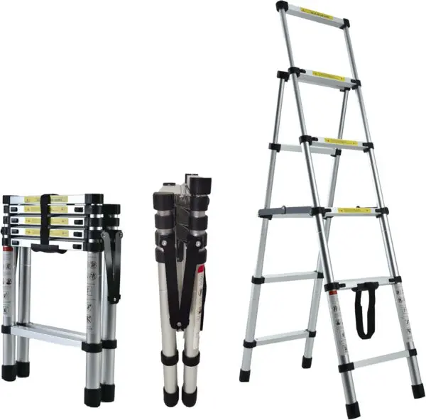 Aluminium Herringbone Ladder Portable Household A-Frame Portable Multi-Purpose Telescopic Ladder, 4+5 Steps(4.6ft + 5.6ft) 150kg