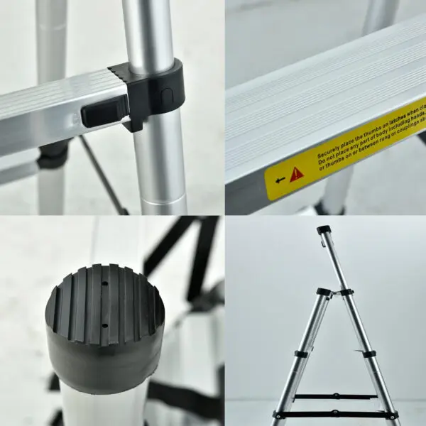 Aluminium Herringbone Ladder Portable Household A-Frame Portable Multi-Purpose Telescopic Ladder, 4+5 Steps(4.6ft + 5.6ft) 150kg - Image 6
