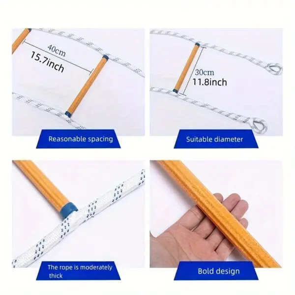 5Meters Fire Escape Ladder Anti-skid Rescue Rope Emergency Work Safety Response Self-rescue Lifesaving Rock Climbing Escape - Image 6