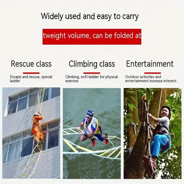 5Meters Fire Escape Ladder Anti-skid Rescue Rope Emergency Work Safety Response Self-rescue Lifesaving Rock Climbing Escape - Image 2