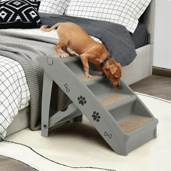 Tieker 4 Step Foldable Pet Stairs Plastic Indoor Climbing Ladder Non-slip for Cats and Dogs Ramp Steps - Image 2