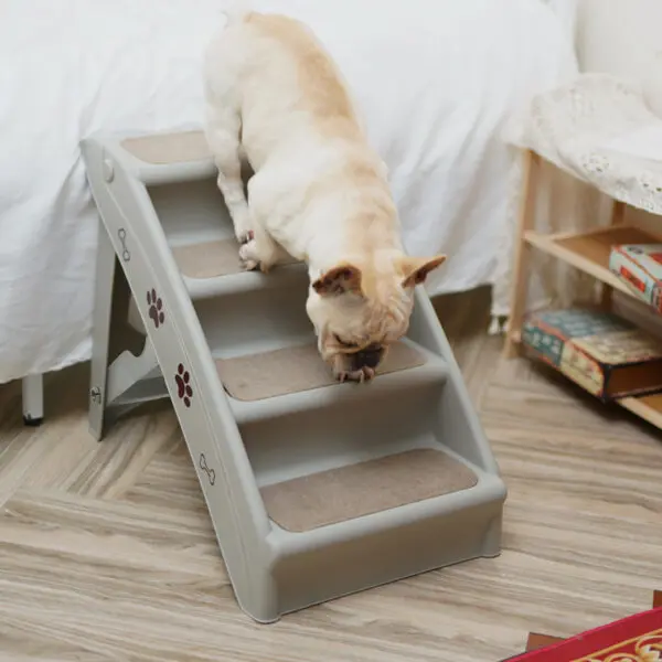 Tieker 4 Step Foldable Pet Stairs Plastic Indoor Climbing Ladder Non-slip for Cats and Dogs Ramp Steps - Image 3