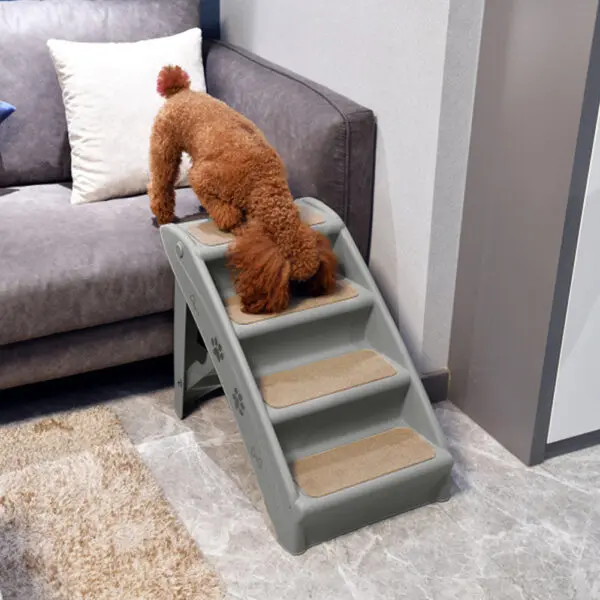 Tieker 4 Step Foldable Pet Stairs Plastic Indoor Climbing Ladder Non-slip for Cats and Dogs Ramp Steps - Image 4