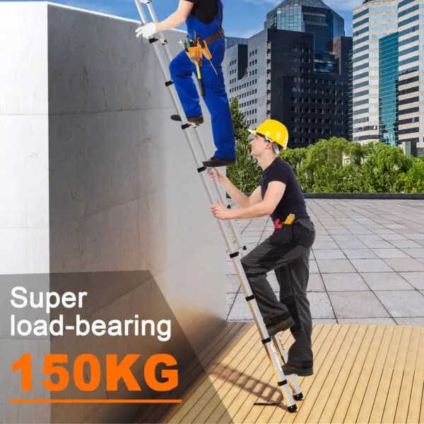 BRIEFNESS EN131 Certified 12.5FT Telescopic Ladder, 3.8M Aluminum Anti-Slip Lightweight Portable Attic Loft Extension Ladder - Image 6