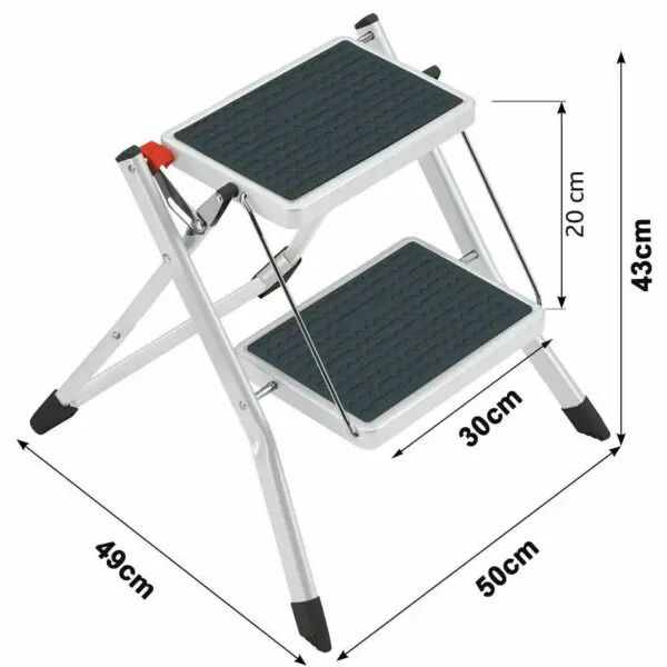 BRIEFNESS Safety Folding Step Stool Step 2 Step Stool Portable Foldable with Non Slip Mat Step For Home/Office/Kitchen/RV Travel - Image 2