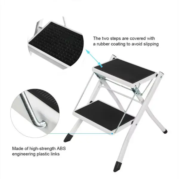 BRIEFNESS Safety Folding Step Stool Step 2 Step Stool Portable Foldable with Non Slip Mat Step For Home/Office/Kitchen/RV Travel - Image 3