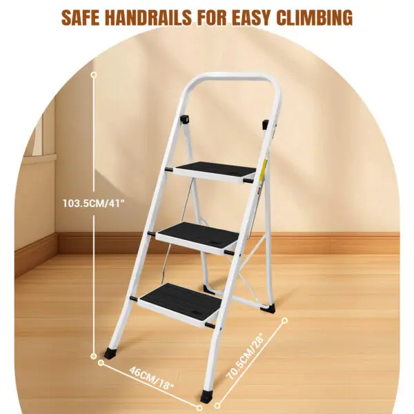 Steel Folding 3 Step Folding with Anti-Slip Pedal Lightweight with Handrails NonSlip Small Stool Ladders For Kitchen Touring car - Image 3