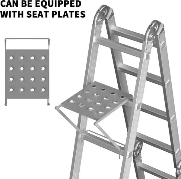 BRIEFNESS 4.7M Folding Aluminum Ladder 14in1 Multifunctional Combo For Home DIY Construction Paint, Clean with Tool Tray - Image 5
