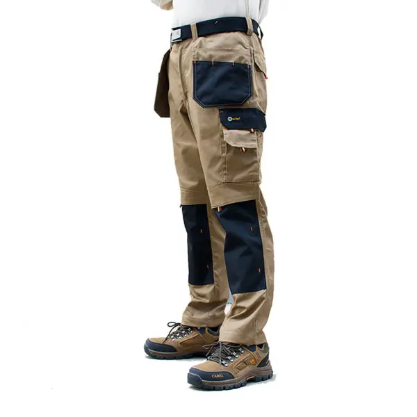 Men's Multi-Pocket Cargo Pants Outdoor Safari Style Straight Working Pants with Multi-Pockets Wear-Resistant Work Pants