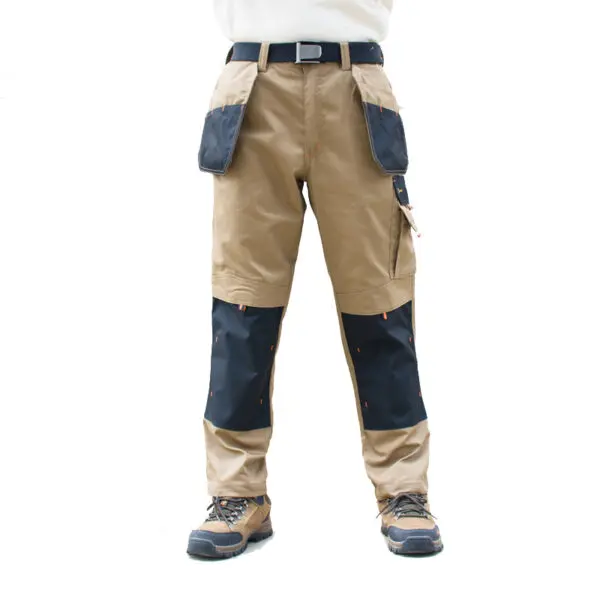 Men's Multi-Pocket Cargo Pants Outdoor Safari Style Straight Working Pants with Multi-Pockets Wear-Resistant Work Pants - Image 2