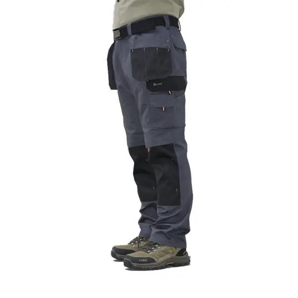 Men's Multi-Pocket Cargo Pants Outdoor Safari Style Straight Working Pants with Multi-Pockets Wear-Resistant Work Pants - Image 3