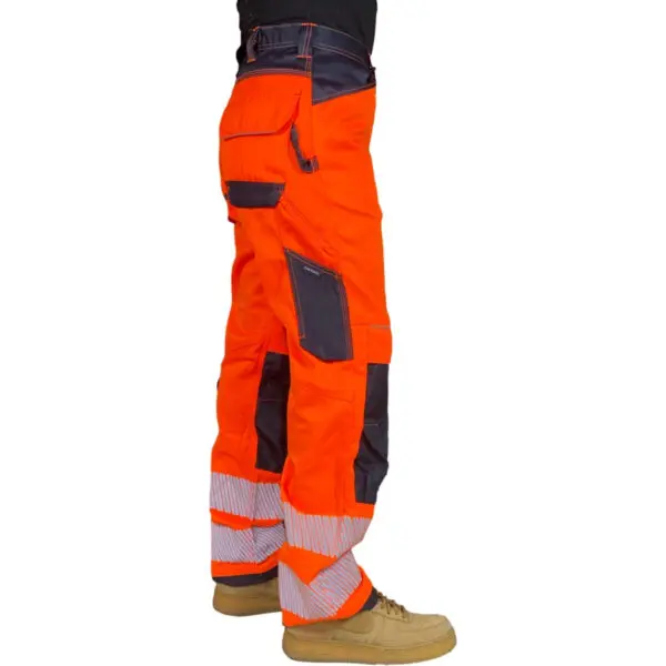 Cotton Reflective Pants Men Work Multi Pockets Hi Vis Pants High Visibility Work Wear Pants Road Construction Safety Trousers - Image 3