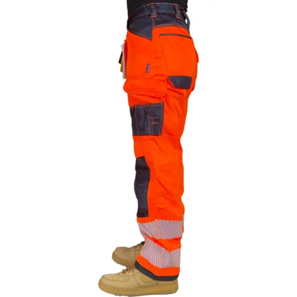 Cotton Reflective Pants Men Work Multi Pockets Hi Vis Pants High Visibility Work Wear Pants Road Construction Safety Trousers - Image 4