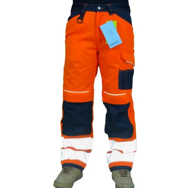 Cotton Reflective Pants Men Work Multi Pockets Hi Vis Pants High Visibility Work Wear Pants Road Construction Safety Trousers - Image 7