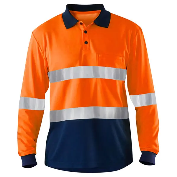 Hi Vis Polo Shirt Men High Visibility Clothing Long Sleeve Reflective Shirt Construction Quick Dry Safety Warning Shirt Workwear - Image 2
